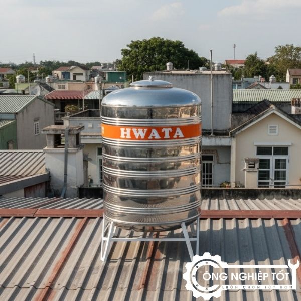 Bồn inox ở khu nhà trọ